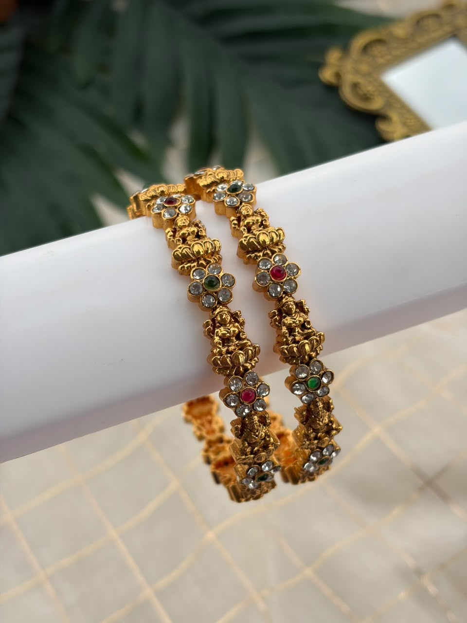 Lakshmi Flower Metal Bangles MBNB136