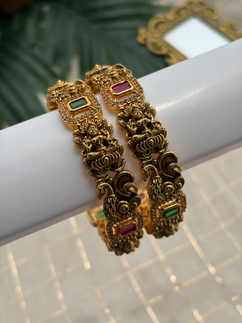 Lakshmi with Ruby Metal Bangle MBNB135