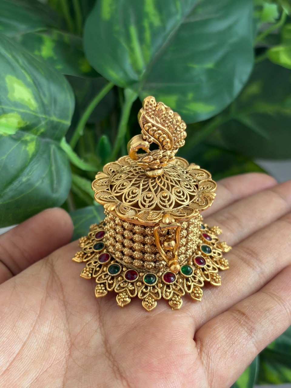 Peacock Kumkum Box KB09