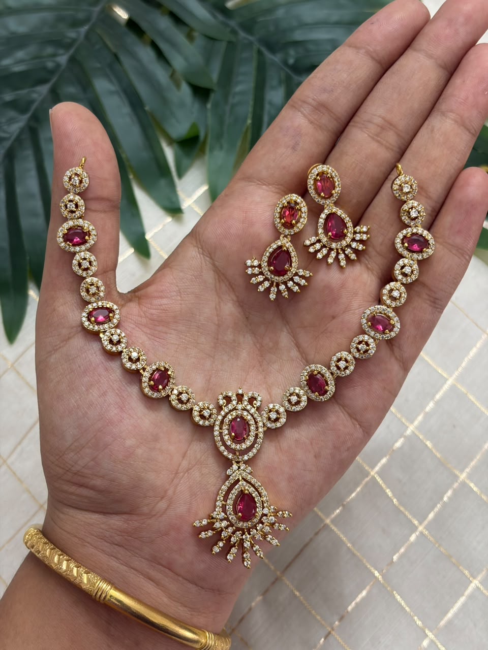Cubic Ruby Pink Necklace NNB351