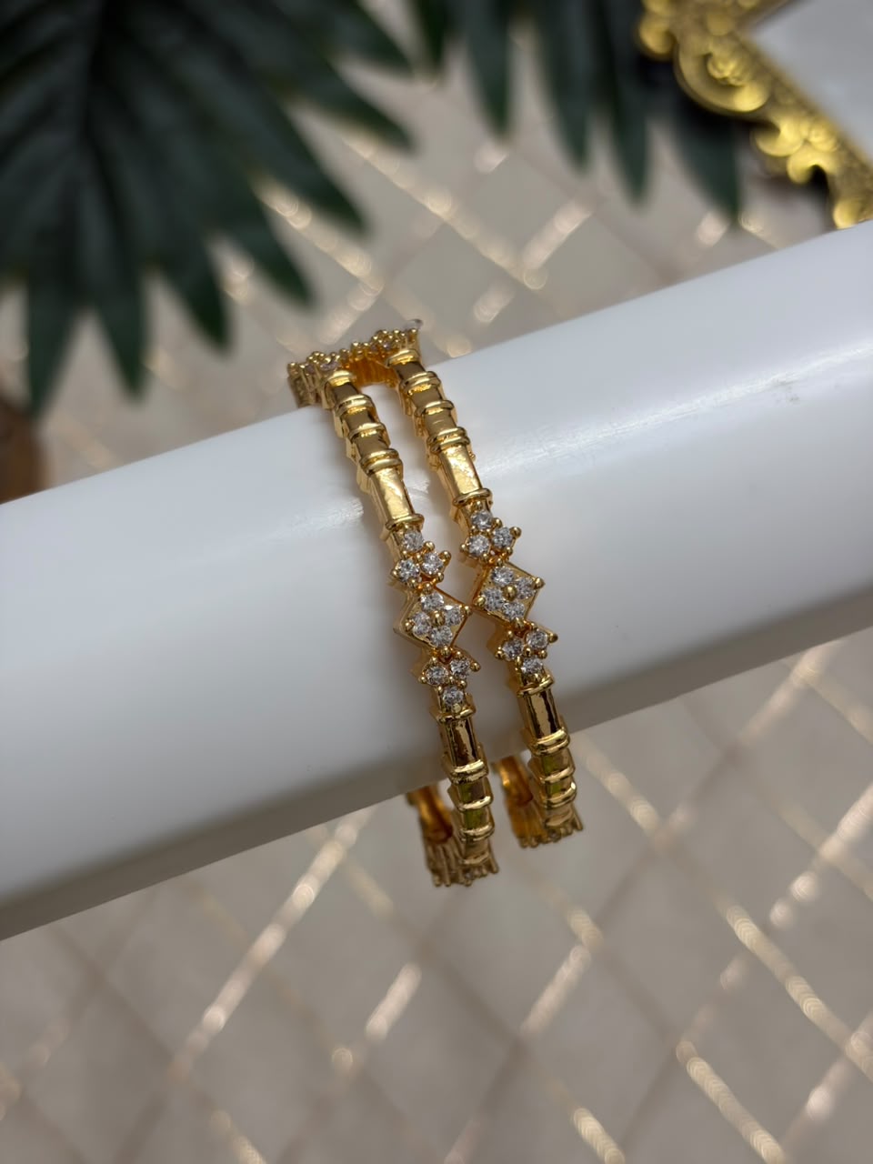 White Stone KIds Metal Bangles MBNB193