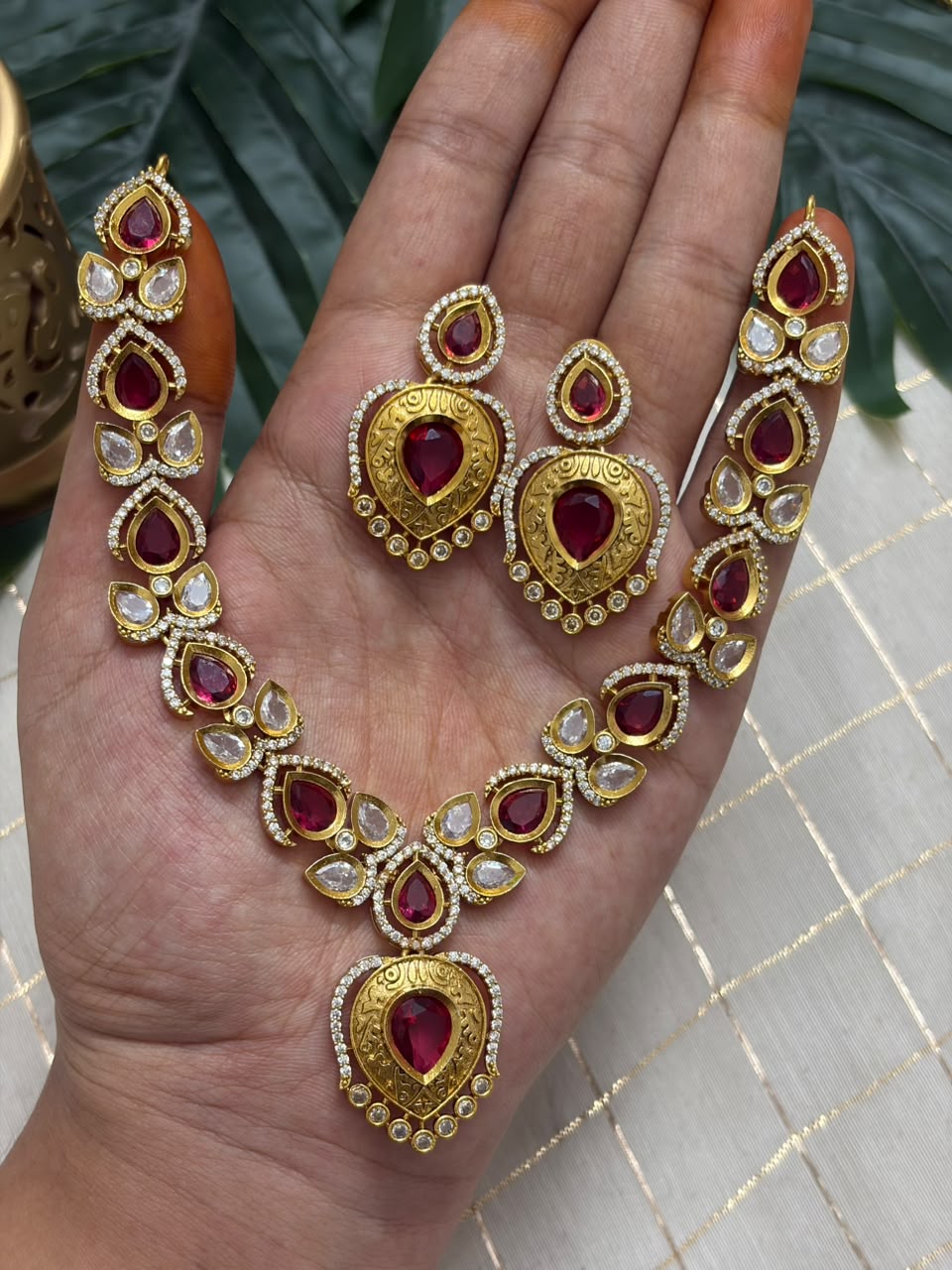 Pink Kundan Necklace NNB417