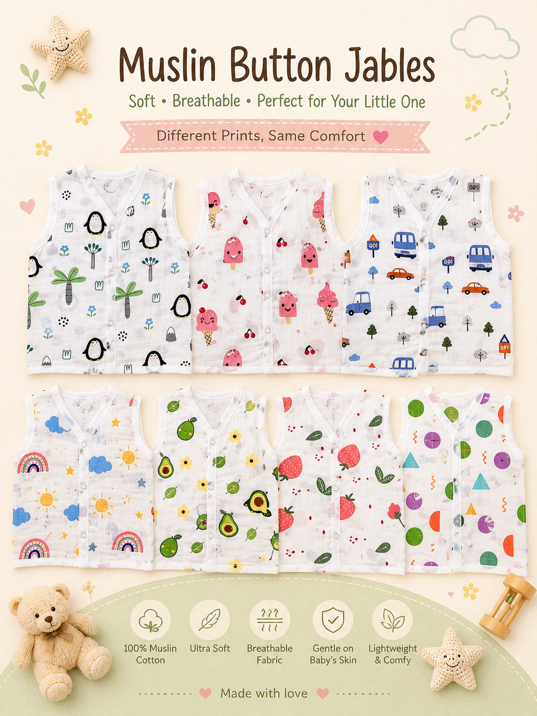 Button Jabla Pure Muslin