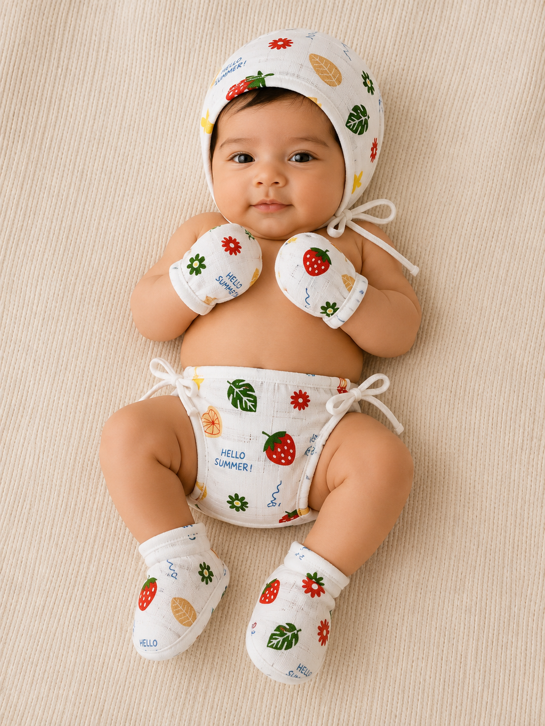 Cap Mittens and Booties Pure Muslin