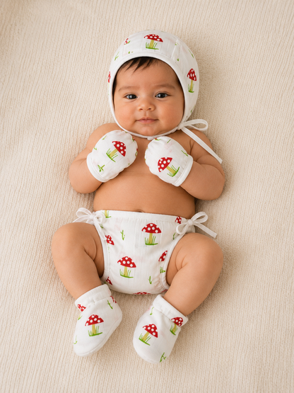 Cap Mittens and Booties Pure Muslin