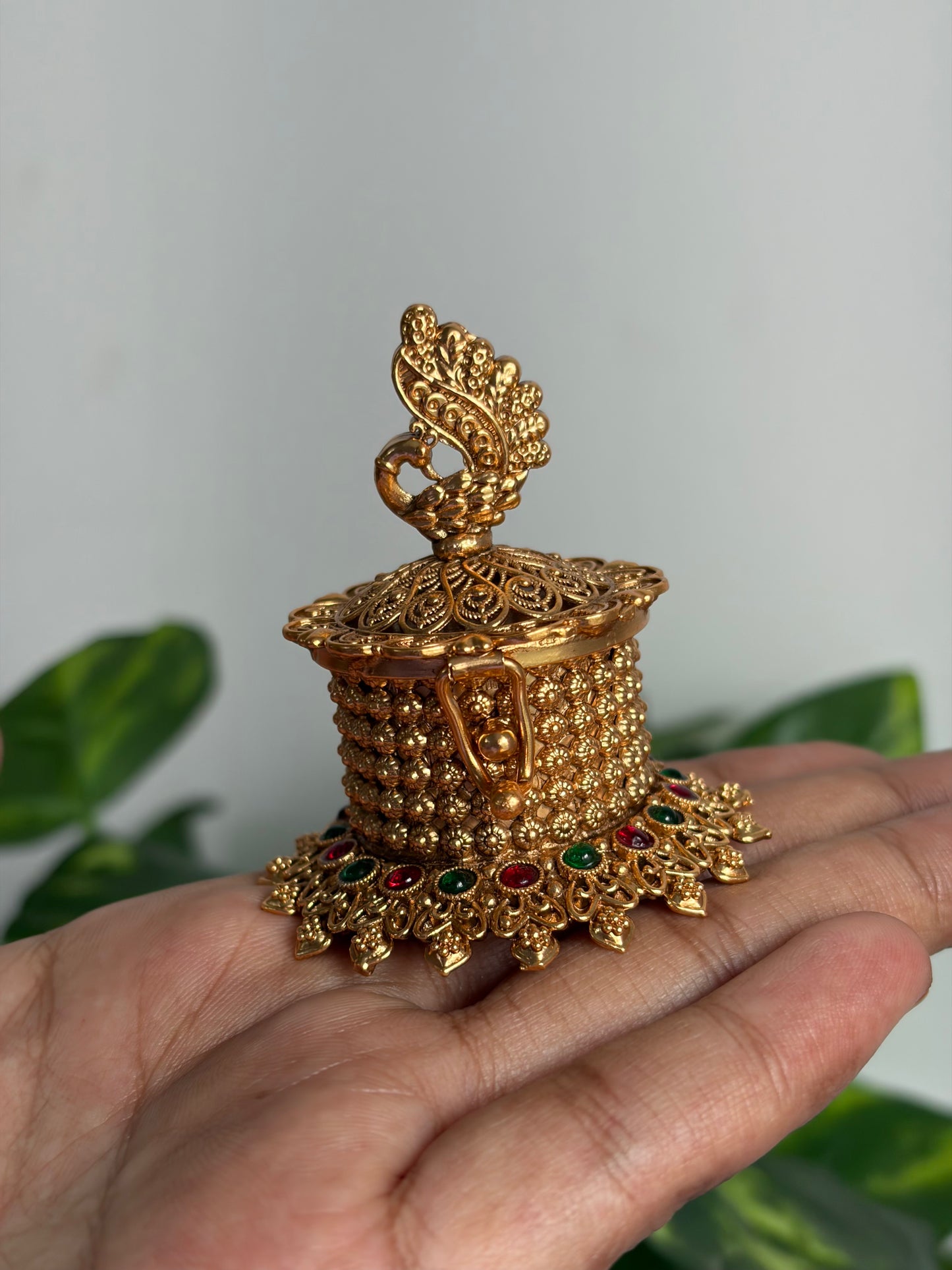 Peacock Kumkum Box KB09