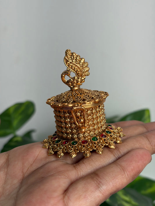 Peacock Kumkum Box KB09