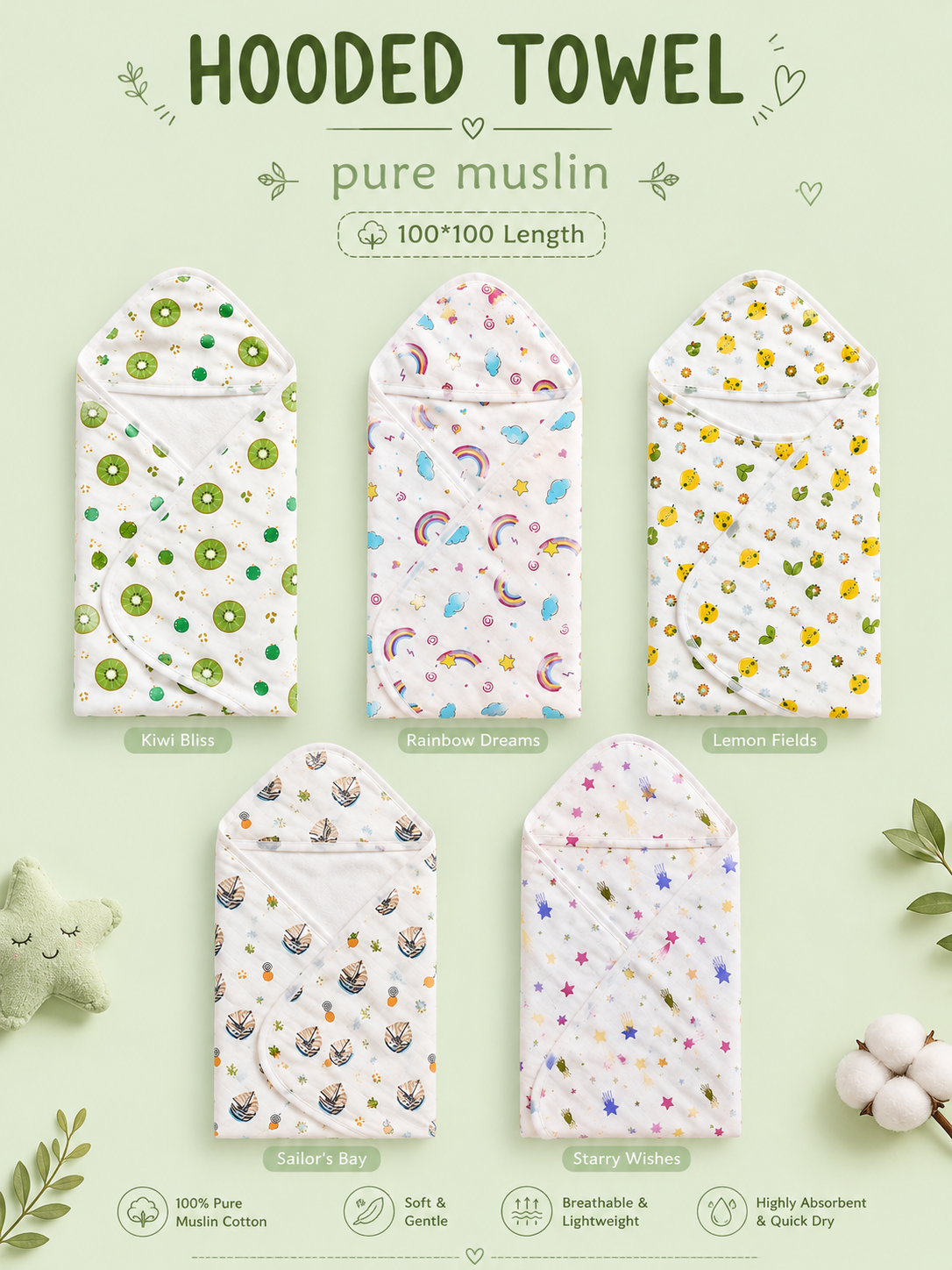 Hooded Towel Pure Muslin