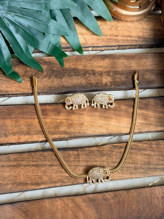 Temple Dimond  Elephant Necklace NNB151
