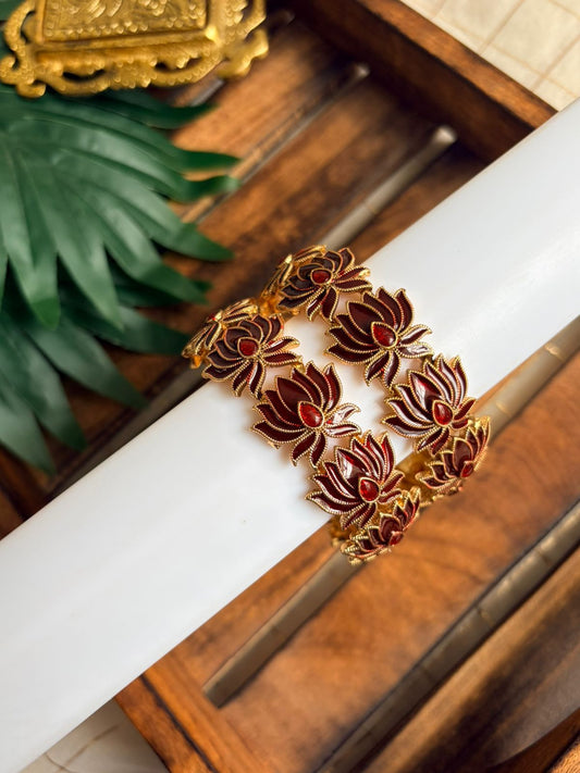 Lotus Maroon Metal Bangles MBNB74