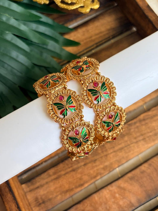 Butterfly Green Metal Bangles MBNB93