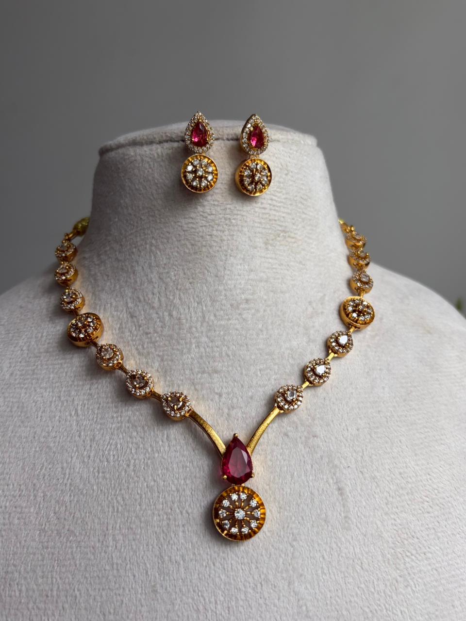 Diamond Red Drop Necklace NNB254
