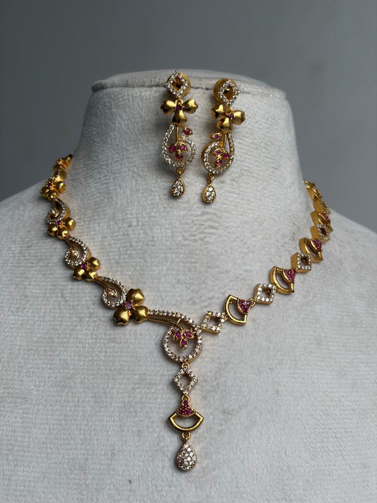 Rose Gold Gem Necklace NNB176