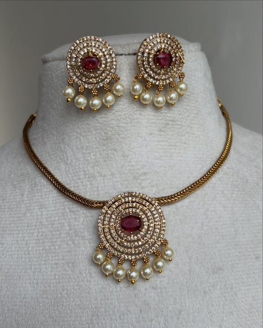 Pavalazha Red Stone Necklace NNB207