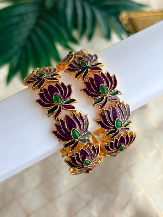Purple Lotus Metal Bangels MBNB73