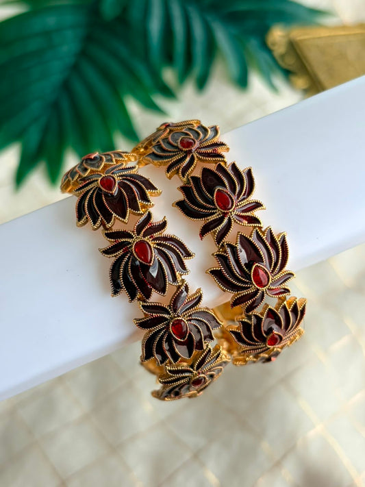 Lotus Maroon Metal Bangles MBNB74
