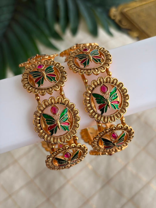 Butterfly Green Metal Bangles MBNB93