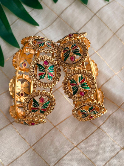 Butterfly Green Metal Bangles MBNB93