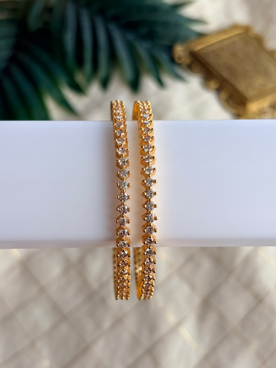 White Stone Metal Bangles MBNB77