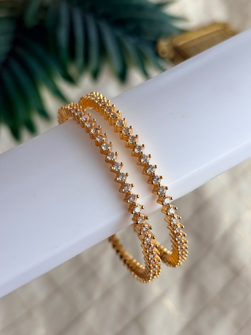 White Stone Metal Bangles MBNB77