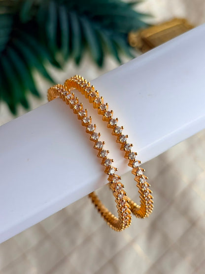 White Stone Metal Bangles MBNB77