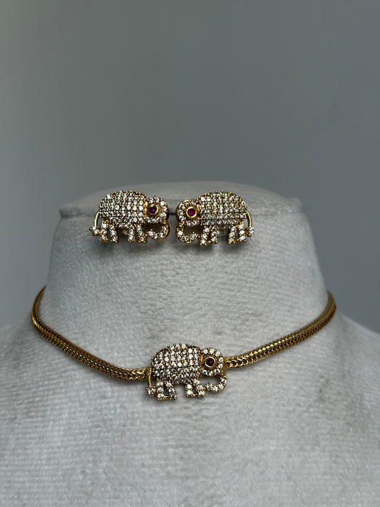 Temple Dimond  Elephant Necklace NNB151