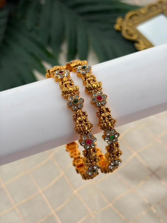 Lakshmi with Flower Metal Bangles MBNB136
