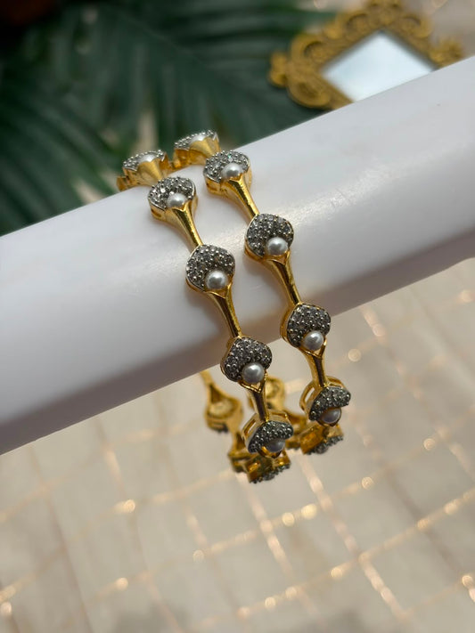 Dazzel Gold Plated Metal Bangles MBNB139