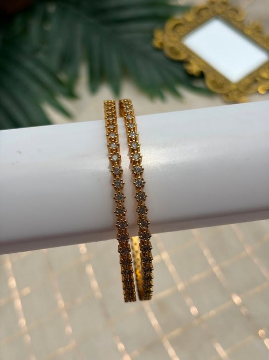 White Bead Metal Bangle MBNB141