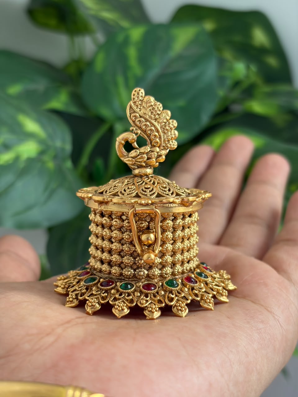 Peacock Kumkum Box KB09