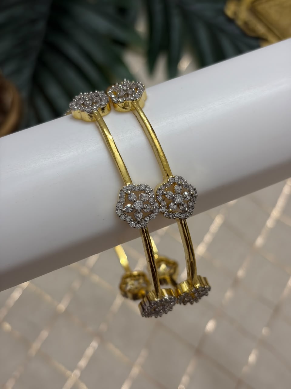 Floral Diamond Metal Bangle MBNB146