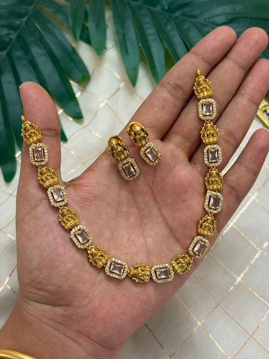 Lakshmi with White Stone Necklace NNB340