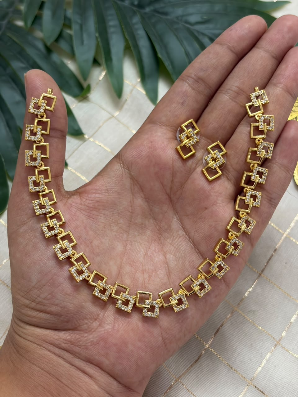 Diamond Square Necklace NNB343