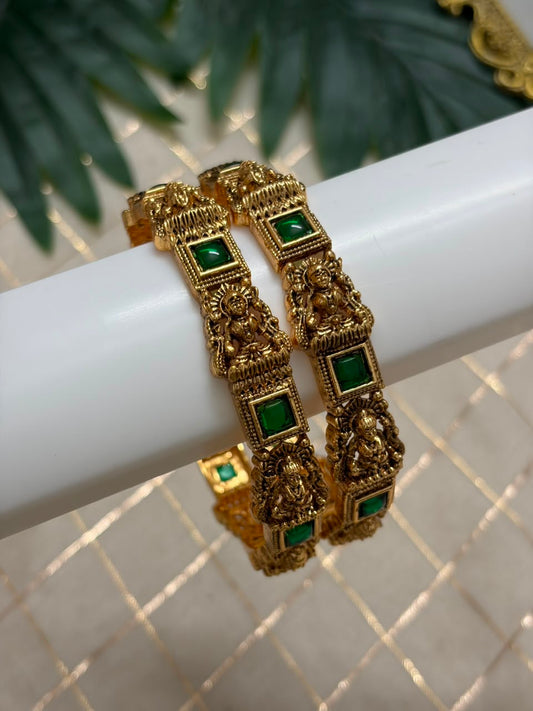 Lakshmi Green Stone Metal Bangle MBNB160