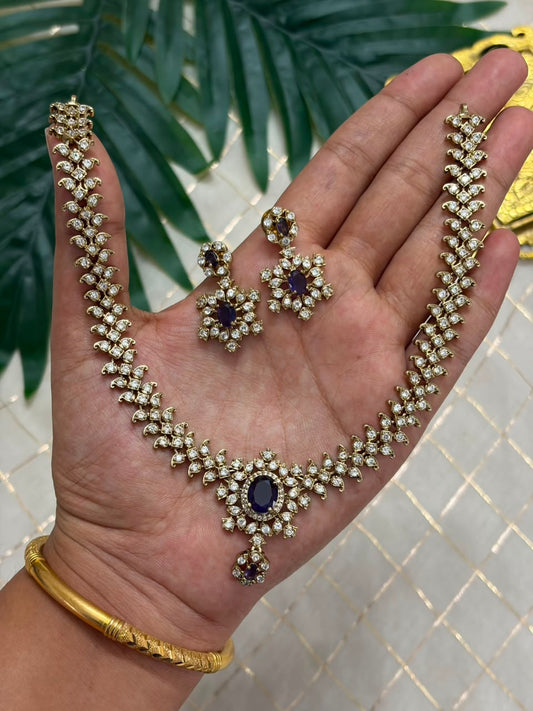 Cubic Violet Stone Necklace NNB131