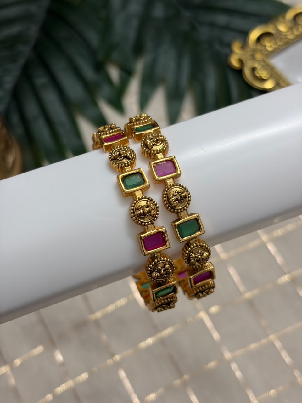 Lakshmi Green Pink Kids Metal Bangles MBNB172