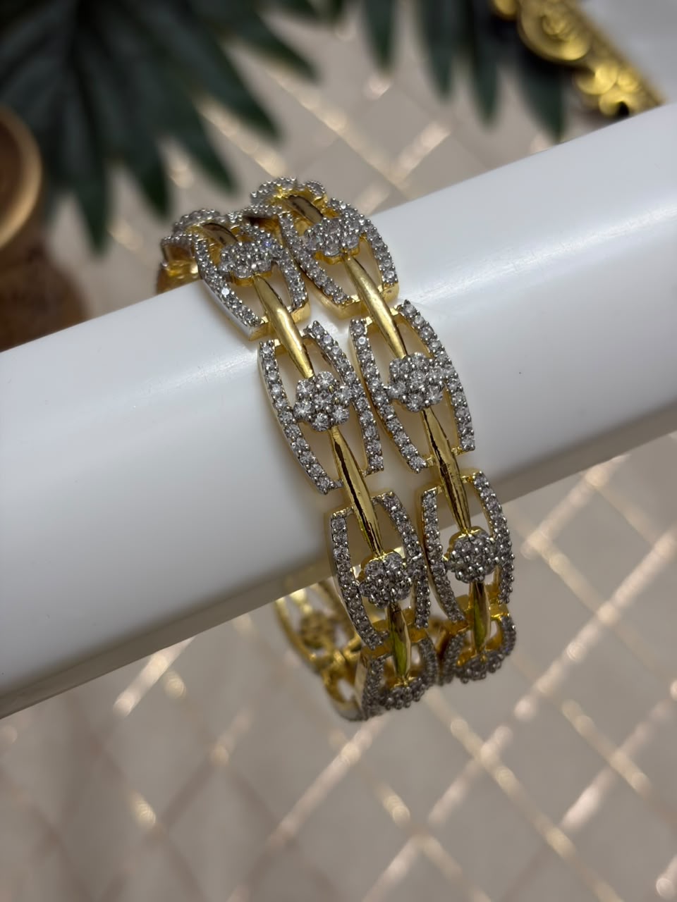 Double Line Flora Metal Bangles MBNB207