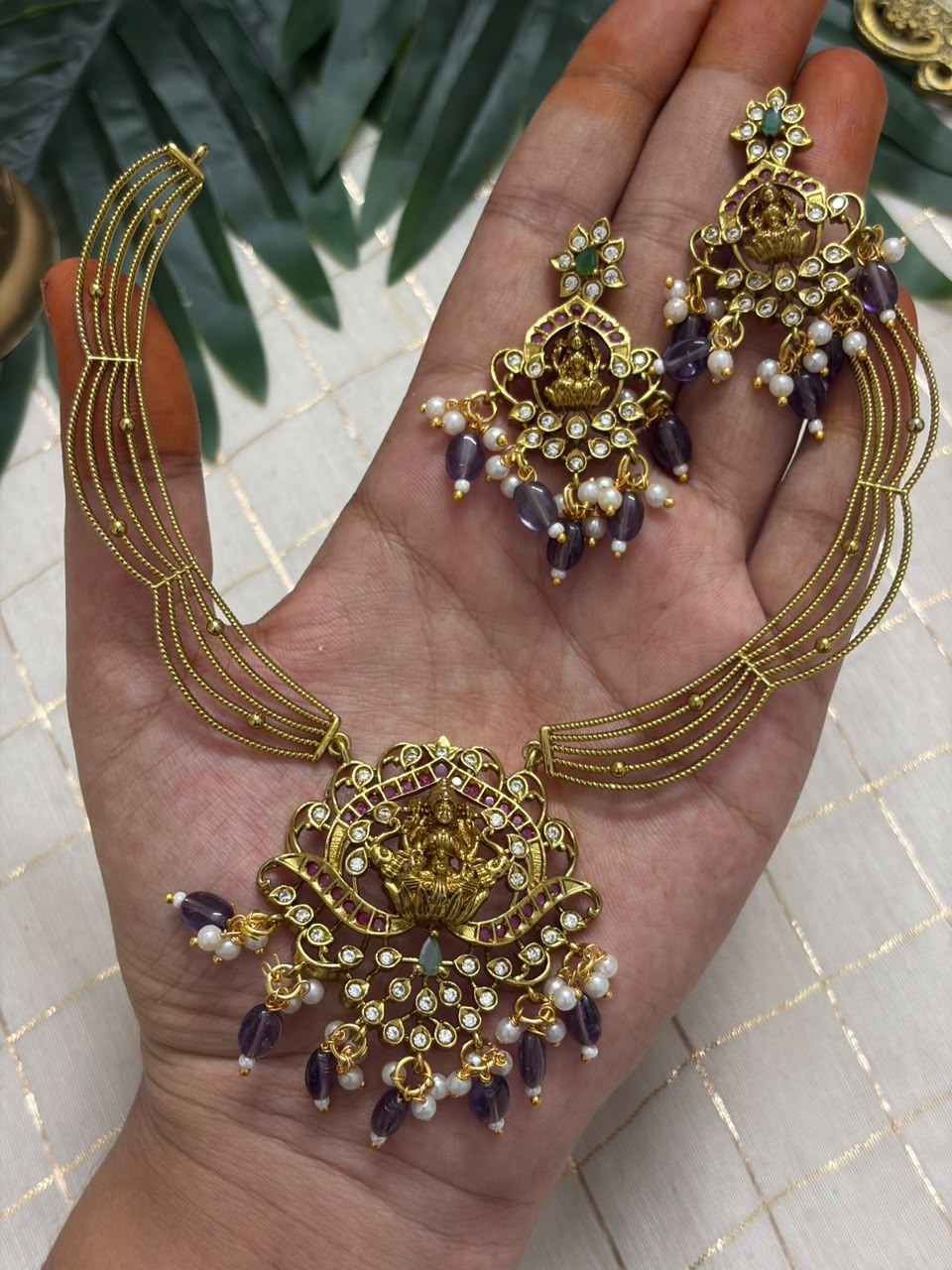 Lakshmi Purple Drop Necklace NNB432