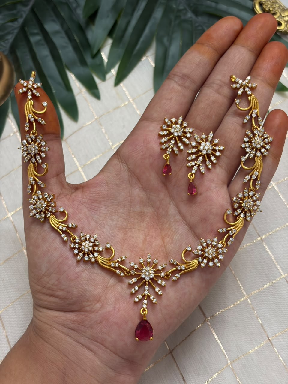 Flower Pink Drop Necklace NNB450