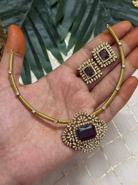 Purple Stone Necklace NNB453